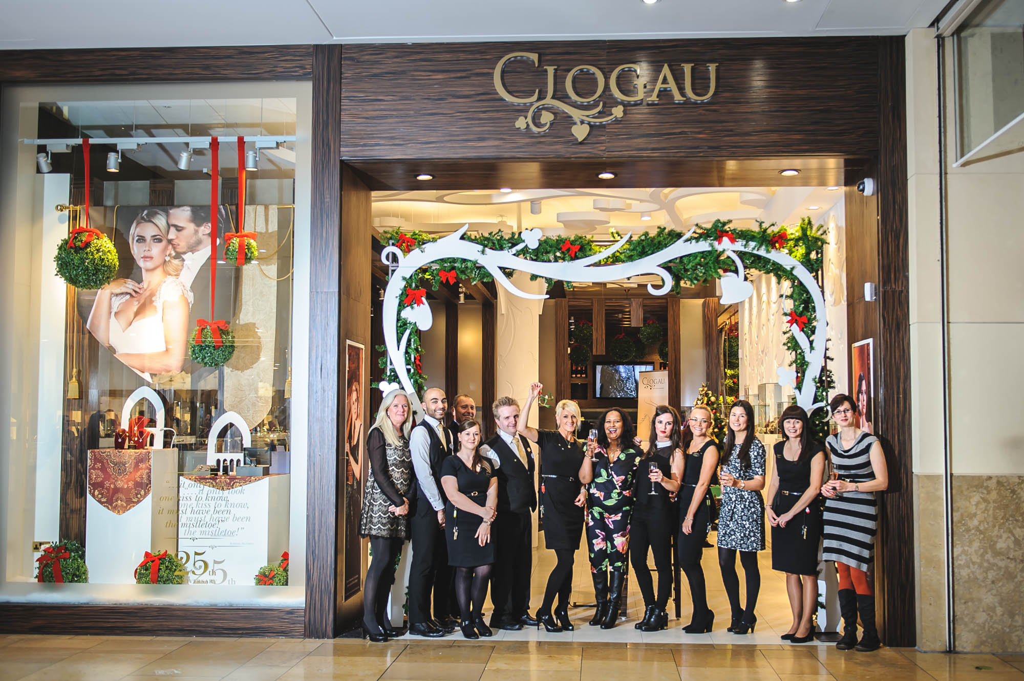 A photo of the staff of Clogau Gold outside their new Cardiff Store